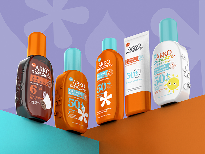 An artistic rendering of the Arko Suncare sun protection family