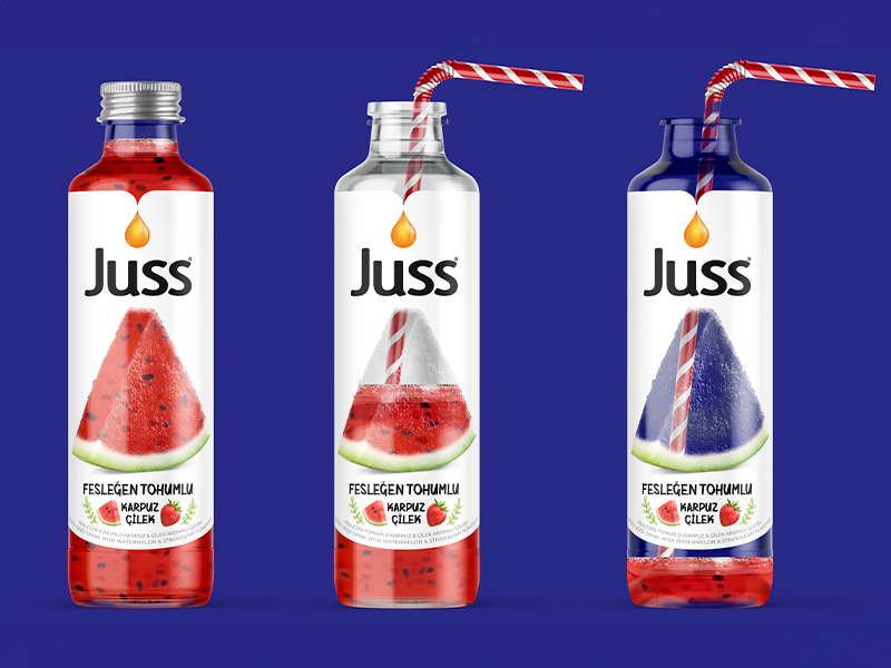 Juss Watermelon and Strawberry Flavored Drink with Basil Seeds