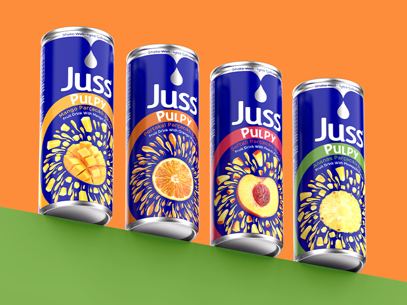 Rendering of the Juss Pulpy Fruit Flavored Drink Family