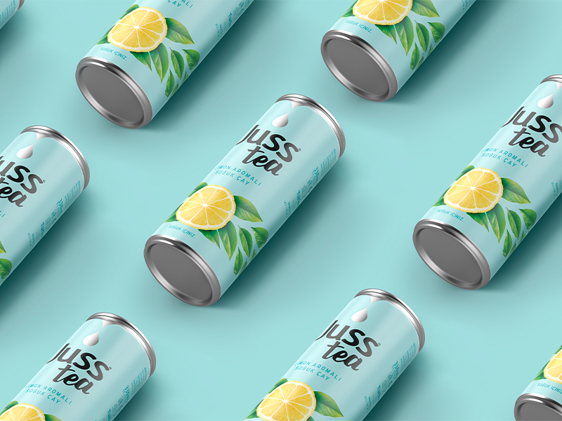 lemon juss tea fruit juices isolated on a pastel blue background