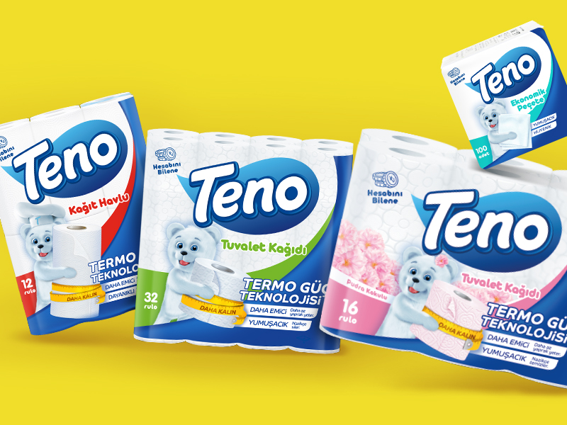 display of toilet paper, paper towel and napkin products